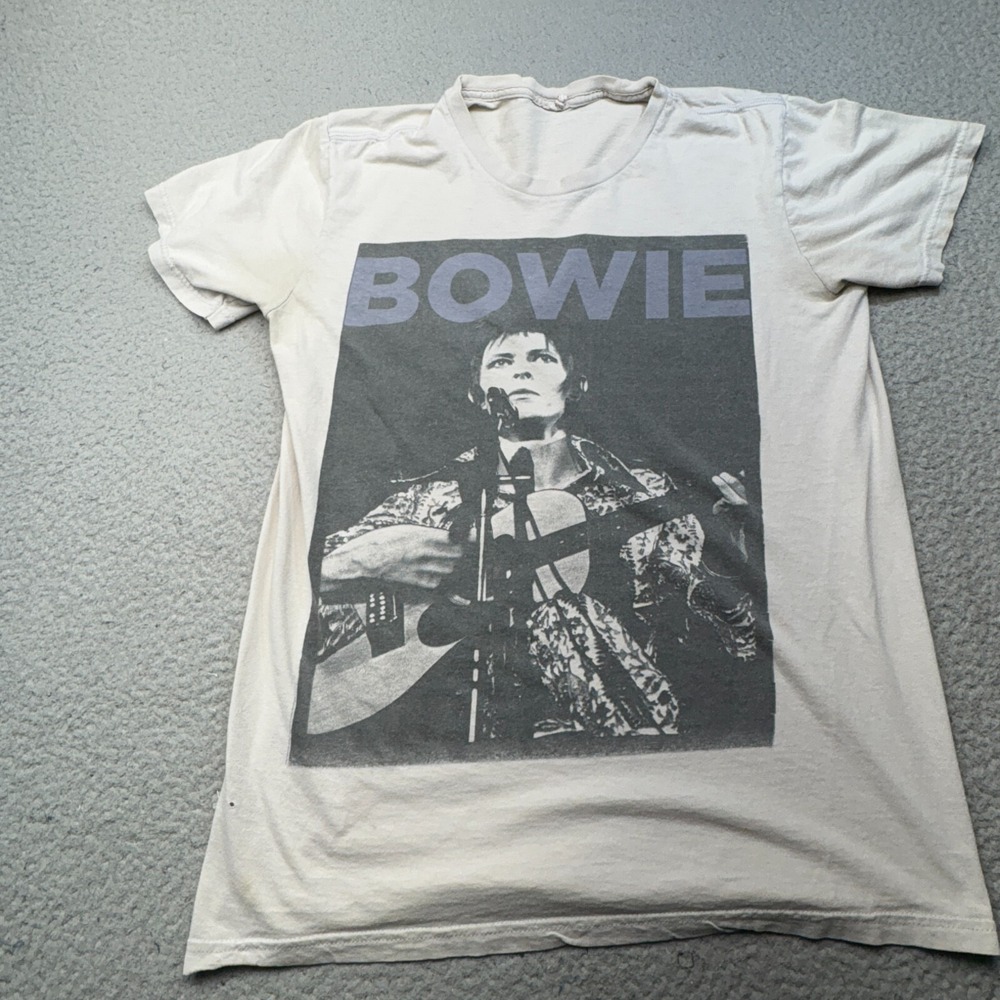 David Bowie Shirt Mens Small White Ziggy Stardust Aladdin Sane Bay Island London
